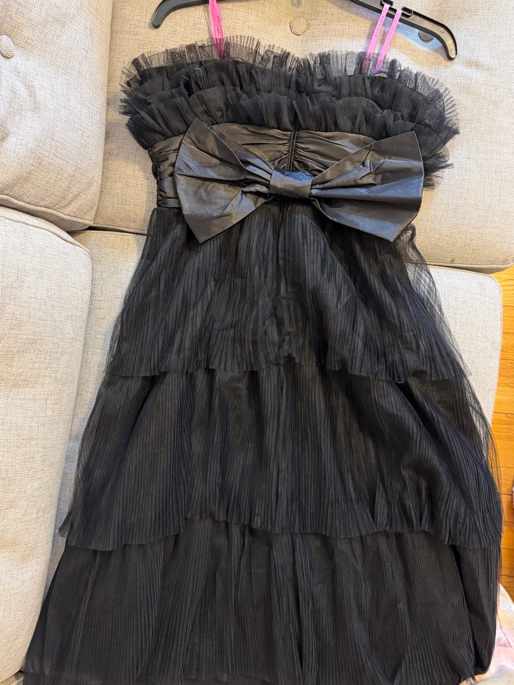 Betsey Johnson Black Strapless Tiered Tulle Dress - Picture 2 of 5